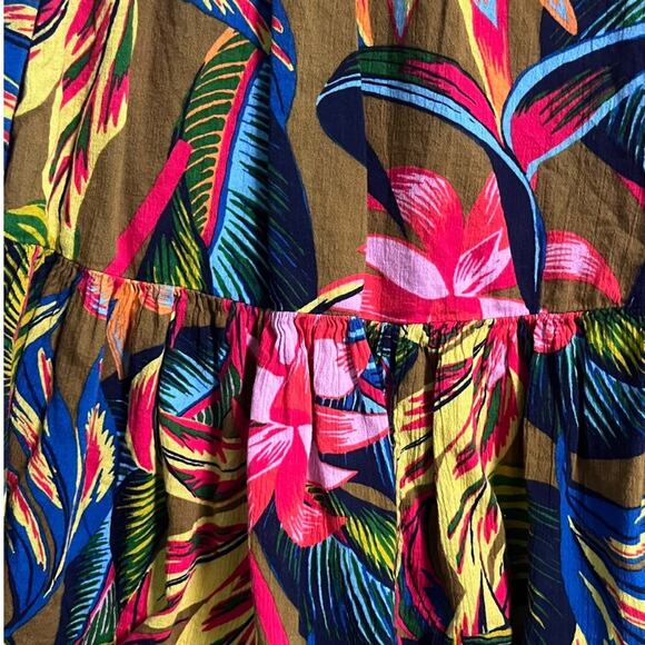 Aerie Womens Sun Dress XS Floral Smocked Bodice Strapless Ruffle Flare Bottom - Picture 2 of 5